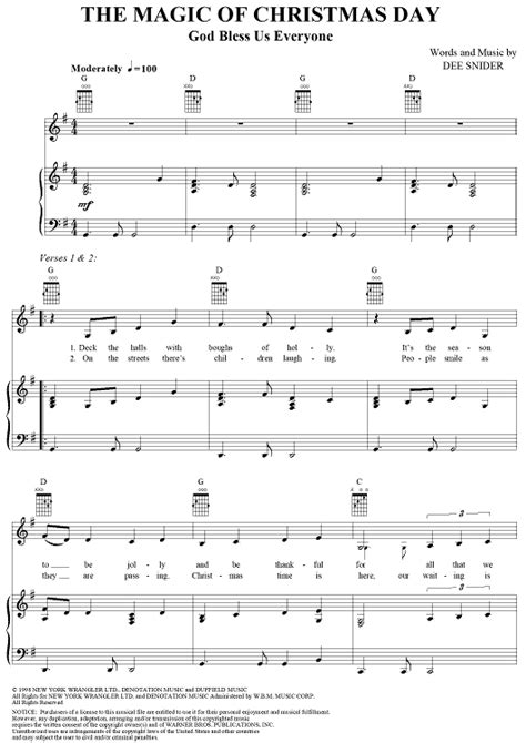 The Magic of Christmas Day" Sheet Music by Celine Dion for Piano/Vocal/Chords - Sheet Music Now