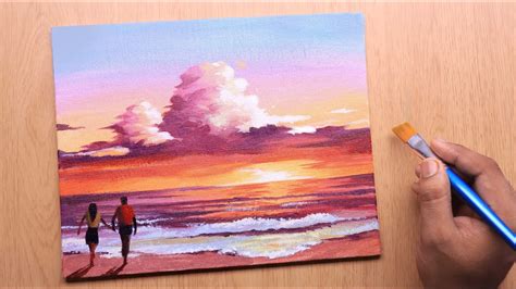 sunset beach acrylic painting - Wendie Sparrow