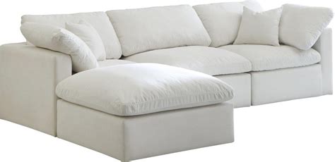 Plush Cream Velvet Standard Cloud Modular Sectional 602Cream-Sec4A ...