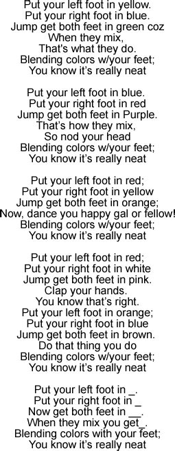 Blending Colors With My Feet: Song Lyrics and Sound Clip