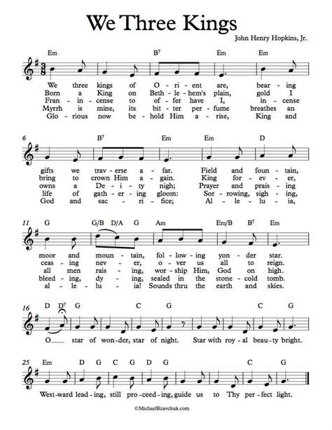 We Three Kings Piano Sheet Music Pdf - Piano Sheet Music