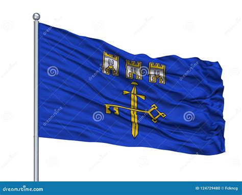 Odessa City Flag on Flagpole, Ukraine, Isolated on White Background Stock Illustration ...