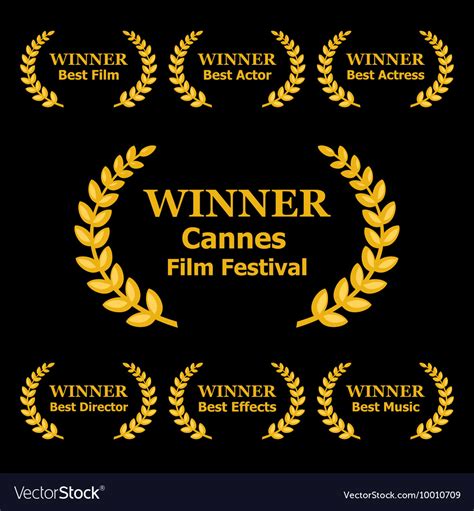 Film awards winners laurels on black background Vector Image