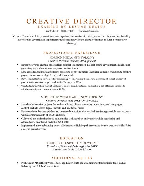 Creative Director Resume [Sample for Free Download]