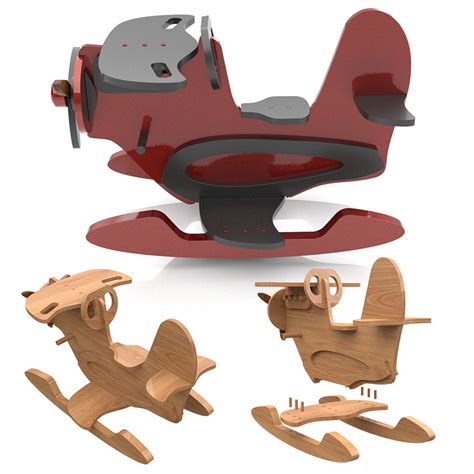 Red Baron Rocking Biplane Wood Toy Plans (PDF Download + SVG File)