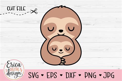 Mom and baby sloth SVG cut file Mother's day Newborn Kids (970646 ...