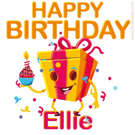 A funny jumping gift box character GIF for Ellie | Funimada.com