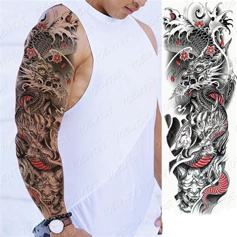 Full Sleeve Temporary Tattoo Dragon Tattoos Long Sleeve Tattoo | Etsy