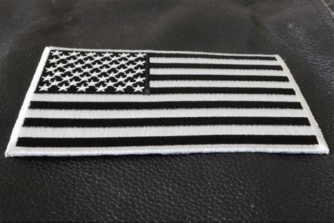 Black and White American Flag Patch with White Borders by Ivamis Patches