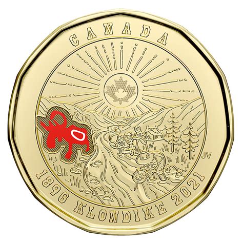 2021 (1896-) Canadian $1 Klondike Gold Rush 125th Anniv Coloured Loonie ...