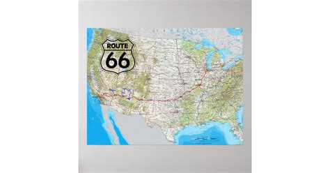 Route 66 Map Poster | Zazzle