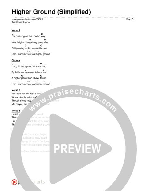 Higher Ground (Simplified) Chords (Traditional Hymn) - PraiseCharts