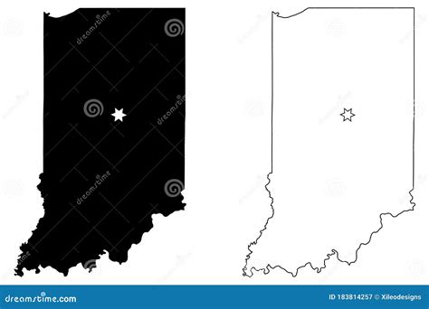 Indiana State Outline With Yellow Stick Figure Royalty-Free Stock Photo ...