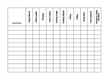 Behavior Chart Tally List by Creatively Special Ed | TPT