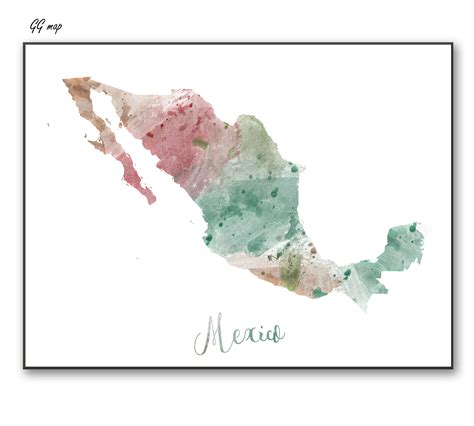 MEXICO map Mexico watercolor map Travel poster Home | Etsy | Watercolor ...