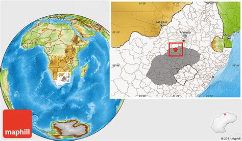 Physical Location Map of VREDEFORT, highlighted country, highlighted parent region