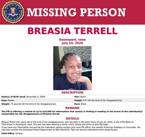 Body of missing Breasia Terrell, 10, found in Iowa after cops discover ...