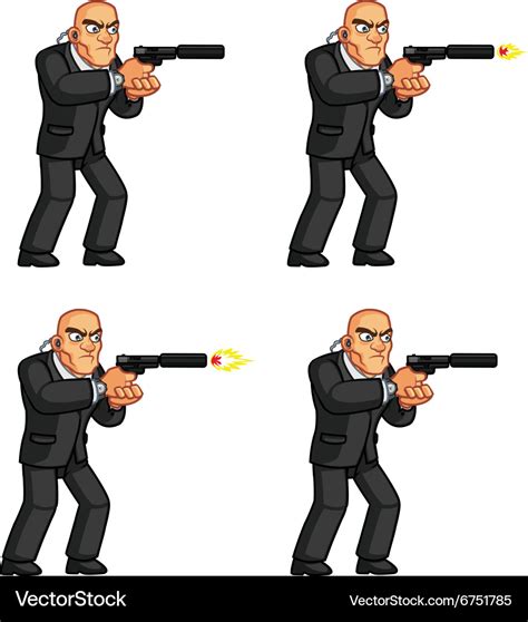 Body guard pistol shooting animation sprite Vector Image