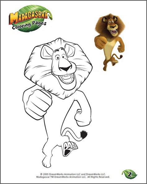 Alex The Lion Madagascar Coloring Pages