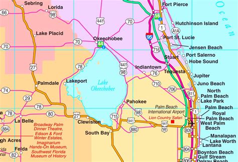 Lake Okeechobee road map - Ontheworldmap.com