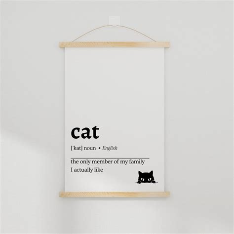 Cat Dictionary Definition Print Funny Printable Wall Art Funny Print Minimalist Home Decor ...