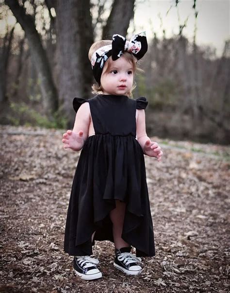 Infant Baby Girl Black Dress Summer Bowknot Backless Chiffon Ruffled ...