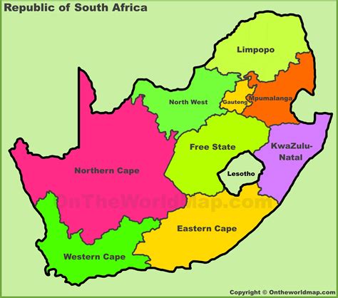 Labeled Map Of South Africa