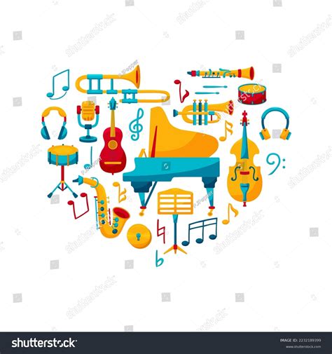 Set Cartoon Jazz Musical Instruments Funny Stock Vector (Royalty Free ...