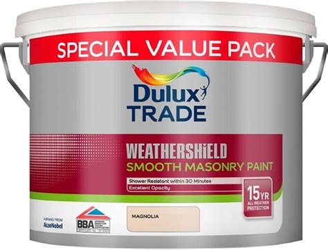 Dulux Trade Paint Weathershield Paint Smooth Masonry Magnolia 7.5lt | N ...