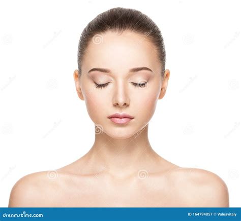 Face of a Beautiful Girl with Closed Eyes Closeup Stock Image - Image of clean, portrait: 164794857