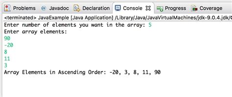 Java Program to Sort an Array in Ascending Order