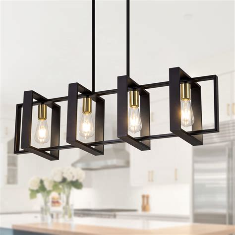 Poroulux Farmhouse Kitchen Island Lighting Black Chandeliers for Dining ...