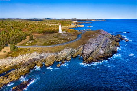 Louisbourg lighthouse drone shot Cape Breton Nova Scotia, Canada