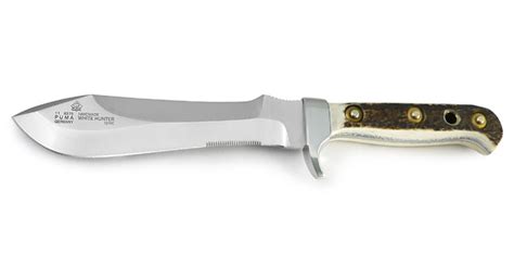 Puma White Hunter Stag German Made Hunting Knife with Leather Sheath