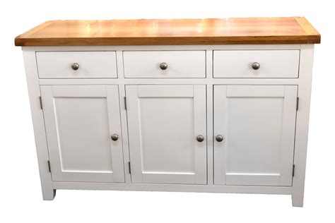 Harrogate White Sideboard Solid Oak and Pine 3 Doors 3 Drawers