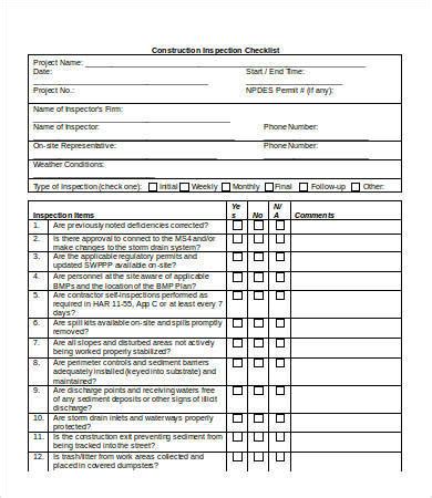 FREE 18+ Construction Checklist Samples in PDF | MS Word | Google Docs | Pages