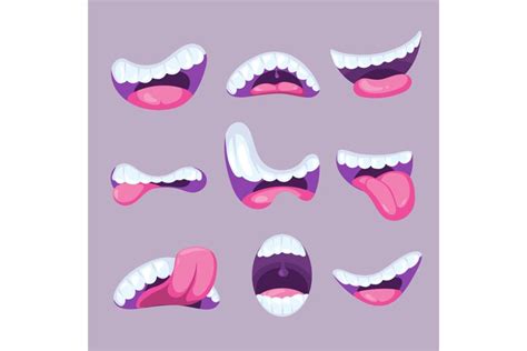 Cartoon mouths expressions vector set