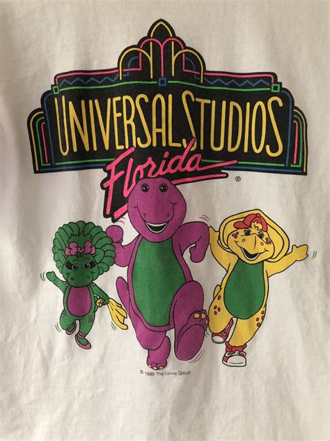 Vintage Universal Studios Barney Dinosaur White Promo T-Shirt