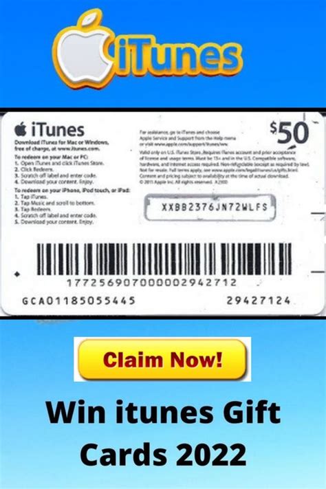 an apple itunes gift card with the caption claim now win itunes gift cards