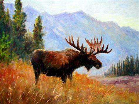 Mountain Moose Painting by Robert Stump