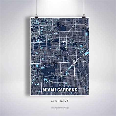 Miami Gardens Map Print Miami Gardens City Map Florida FL | Etsy