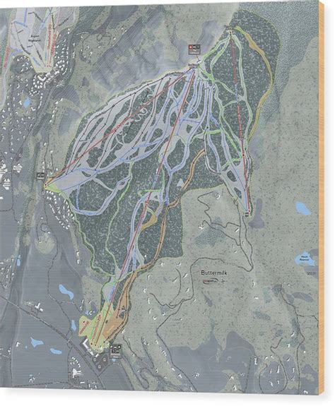 Buttermilk Ski Trail Map - Wood Print | Powderaddicts