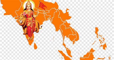 Deity on map, Akhand Bharat Bharat Mata Mandir Hinduism Bharatiya Janata Party, hinduism, orange ...