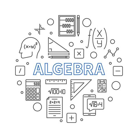 Algebra concept line round banner. Vector circular minimal illustration 25348913 Vector Art at ...