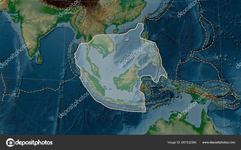 Sunda Tectonic Plate Boundaries Adjacent Plates Physical Elevation Map Patterson Stock Photo by ...