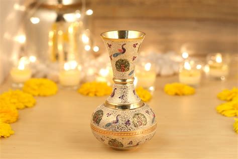 Brass Printed Vase, Brass Vases, पीतल का फूलदान - Aatm Wellness And ...
