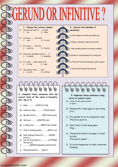 Gerunds Participles And Infinitives Worksheets