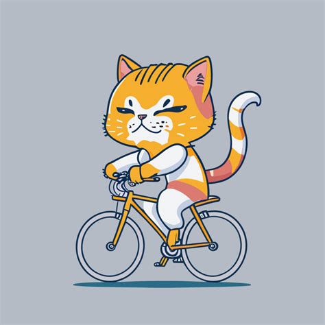 Cartoon Cat Riding a Bicycle T Shirt Design Bundle - MasterBundles