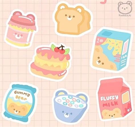 korean sticker printable | Korean stickers, Kawaii stickers, Cute food drawings