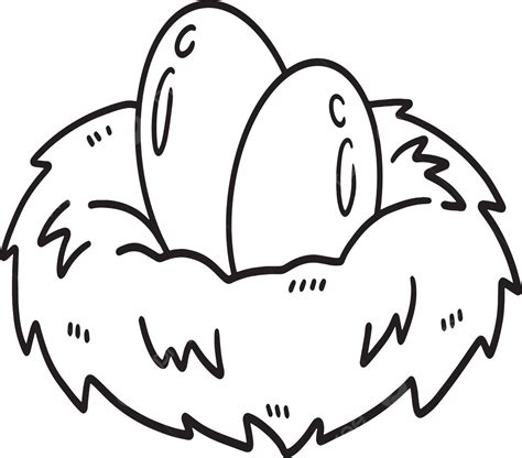 Egg In A Nest Isolated Coloring Page For Kids Vector, Egg Drawing, Ring ...